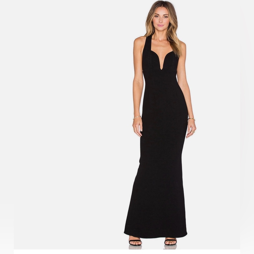 Jill Stuart Black Sleeveless Halter Maxi Gown